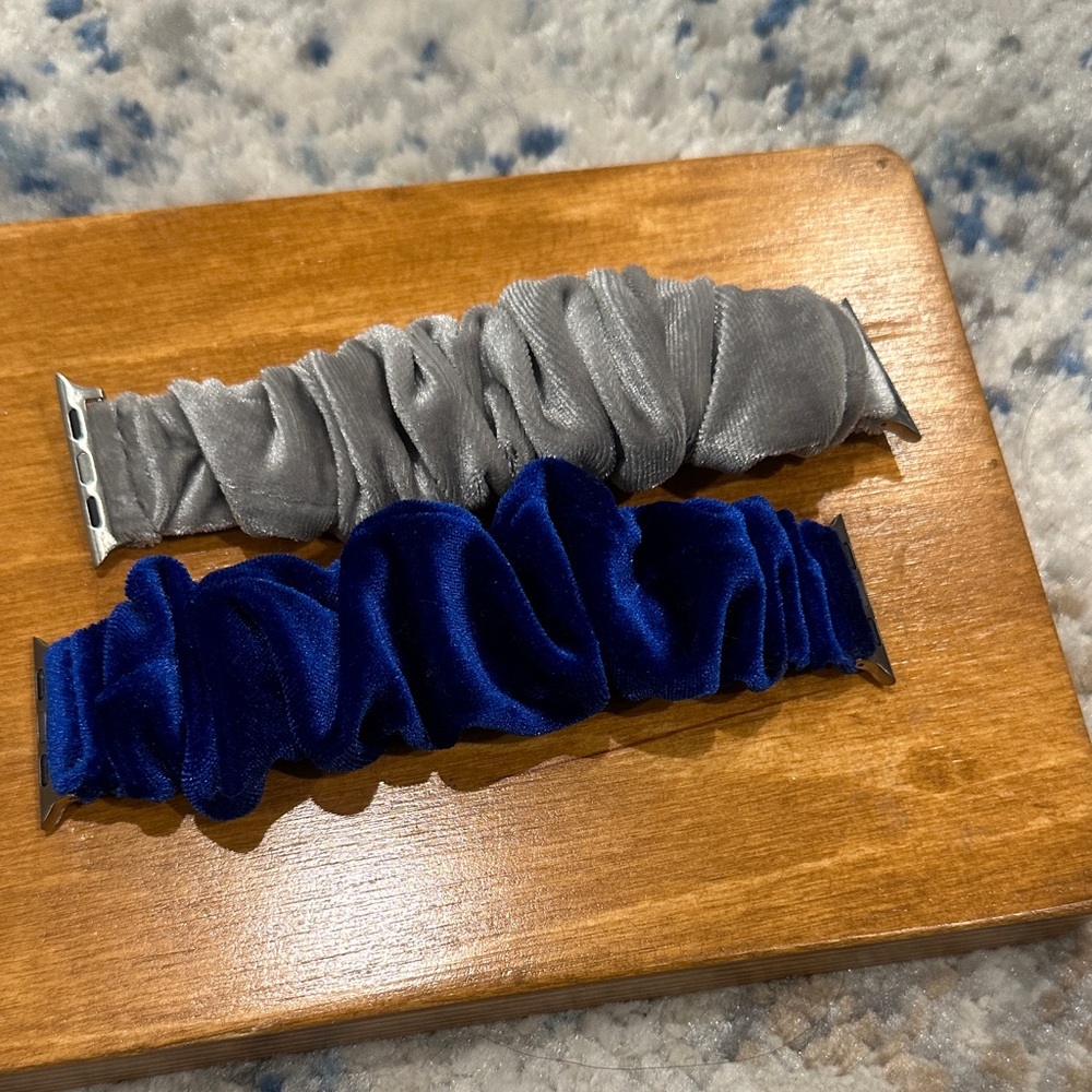 Apple Watch Blue and Gray Scrunchie Watch Bands 2x